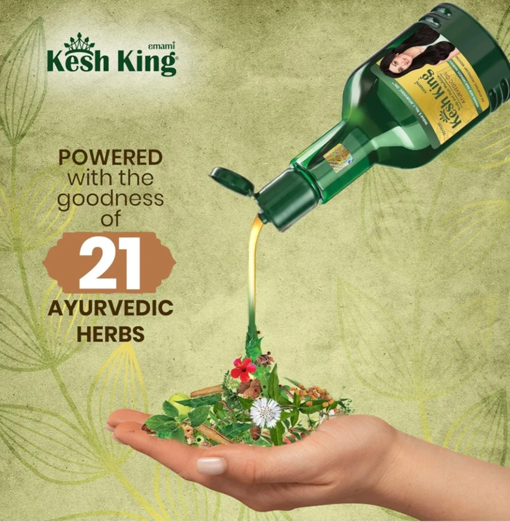 Hair Oil- Kesh King Ayurvedic Hair Oil made from 21 Therapeutic Herbs which Reduces Hair Fall and Grows New Hairs 100ml