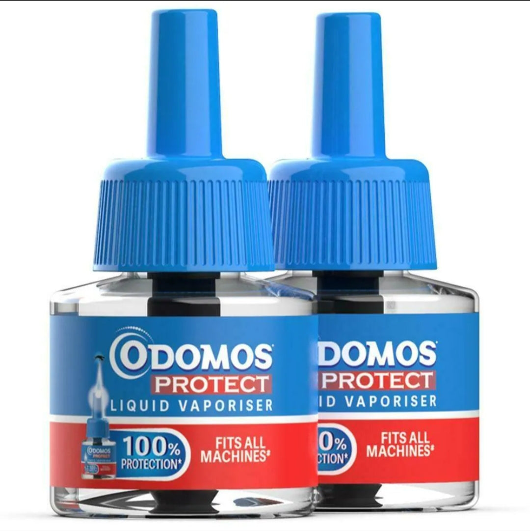Protection from Insects and Repellents- ODOMOS Protect Liquid Vaporiser with 100% Protection from Mosquitos. A set of 2 Refills which Fits in All Machines - 90ml (2x45ml)