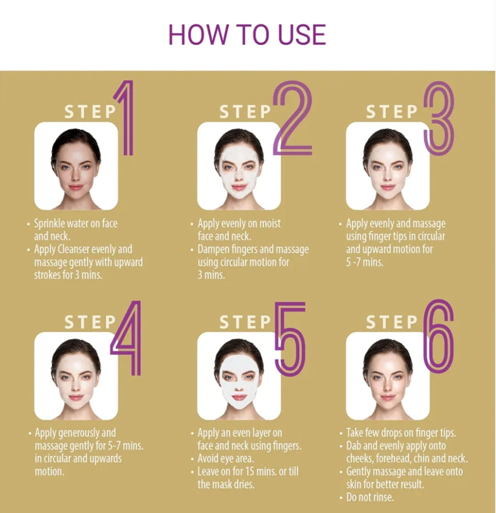 Facial Kit- iba Golden Glow 6 Steps Facial Kit with Gold Dust for Radiant Glowing Skin 60gm