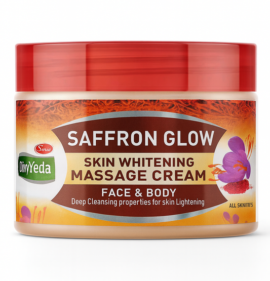 Face & Body Care- OxyVeda Saffron Glow Skin Whitening Massage Cream for Face & Body Enriched with Deep Cleansing Properties for Skin Lightening and is suitable for all skin types - 250gm