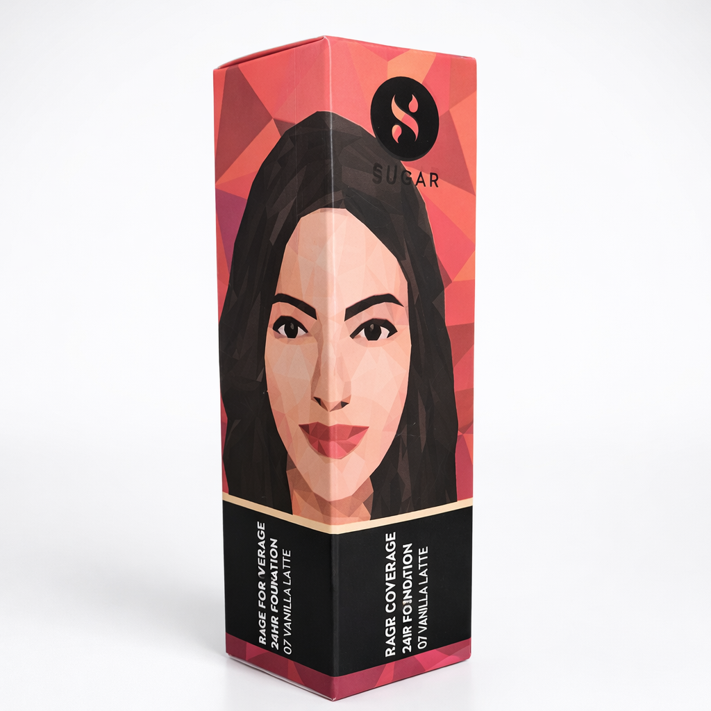 Makeup Foundation- SUGAR Rage For Coverage 24HR Full Coverage Matte Finish Foundation with Creamy Formula (07- Vanilla Latte) - 25ml