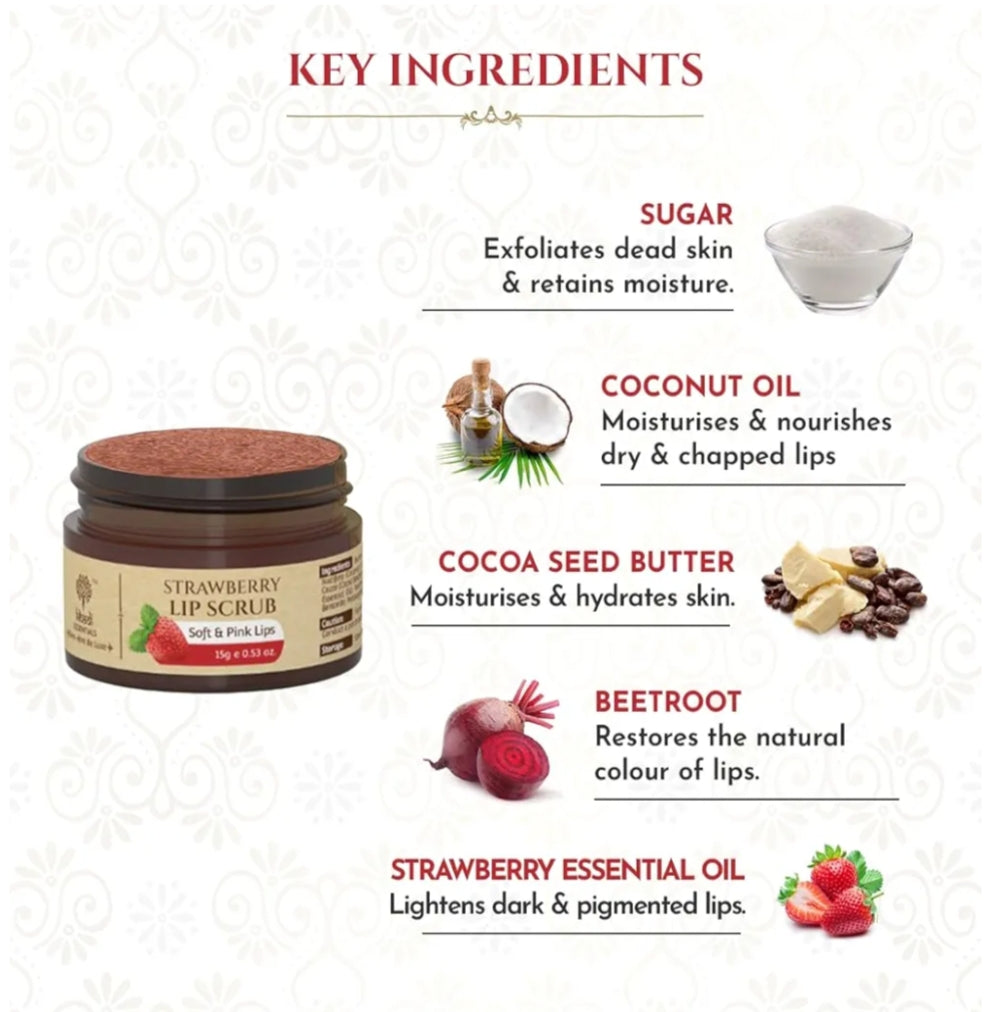 Lip Scrub- Khadi Strawberry Lip Scrub for Soft & Pink Lips 15gm