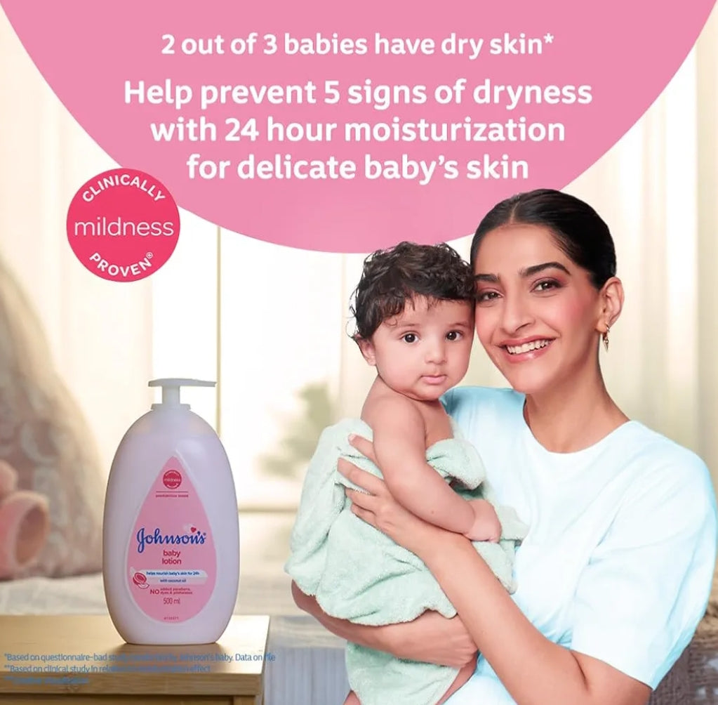 Baby Care Products- Johnson's Baby Lotion Enriched with Coconut Oil which Nourishes Baby's Skin for 24Hr - 100ml