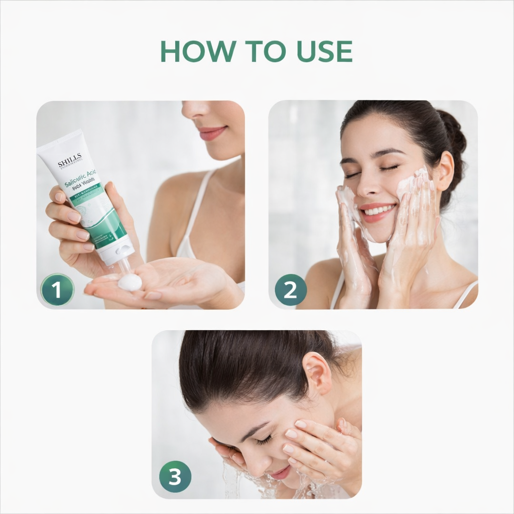 Face Wash- SHILLS Professional's Salicylic Acid Skin Moisturizer Face Wash for All Skin Types which Helps Remove Acne Scars & Wrinkles - 120ml
