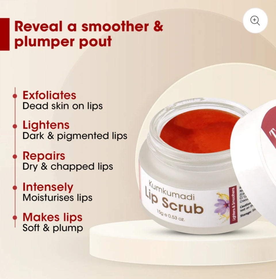 Lip Scrub- TAC Ayurvedic Kumkumadi Lip Scrub which Softens & Brightens the Lip 15gm