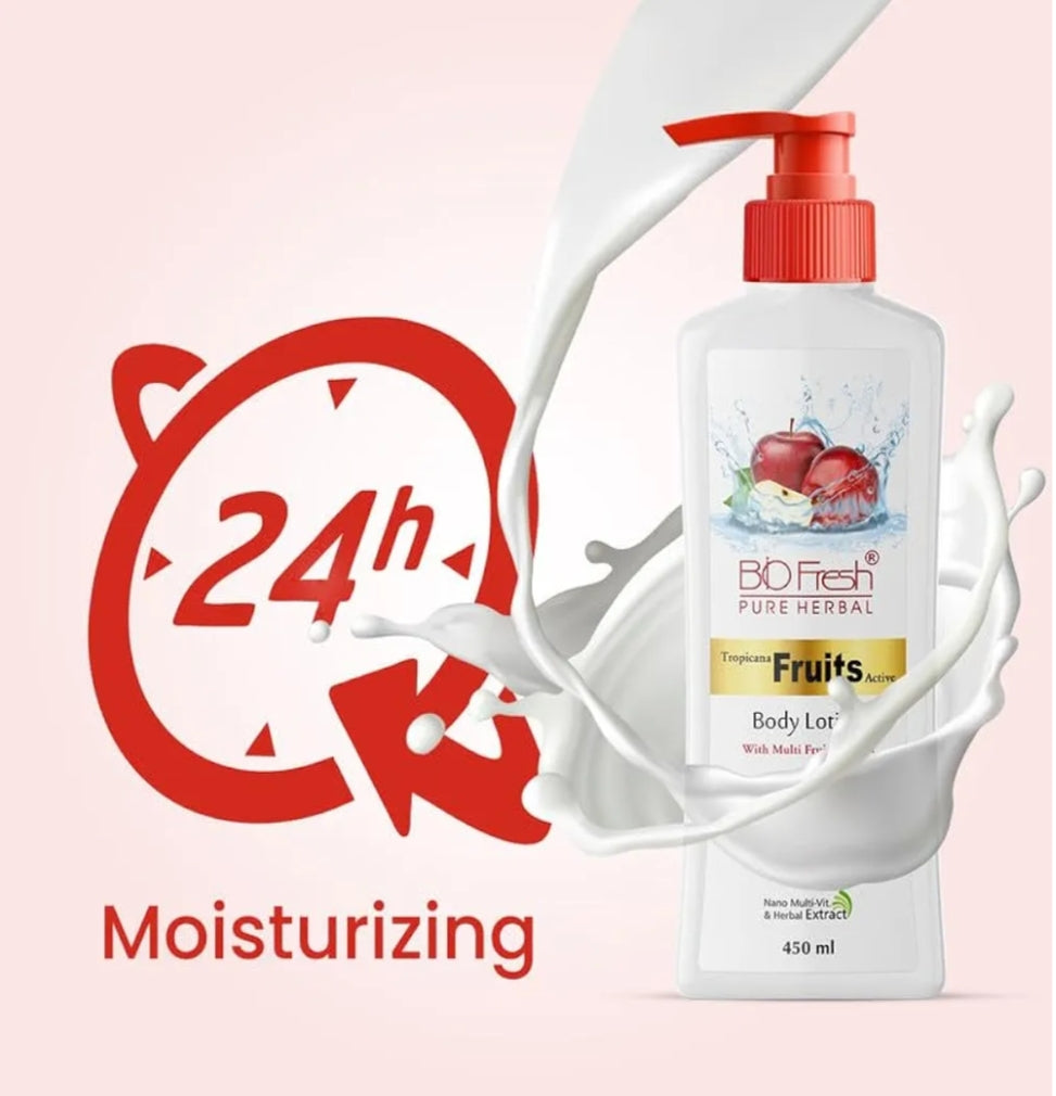 Lotions & Moisturizers- BIO-FRESH HERBAL'S Tropicana Fruits Non-Sticky & Skin Hydrating Body Lotion (24 Hour Moisturizing) 450ml
