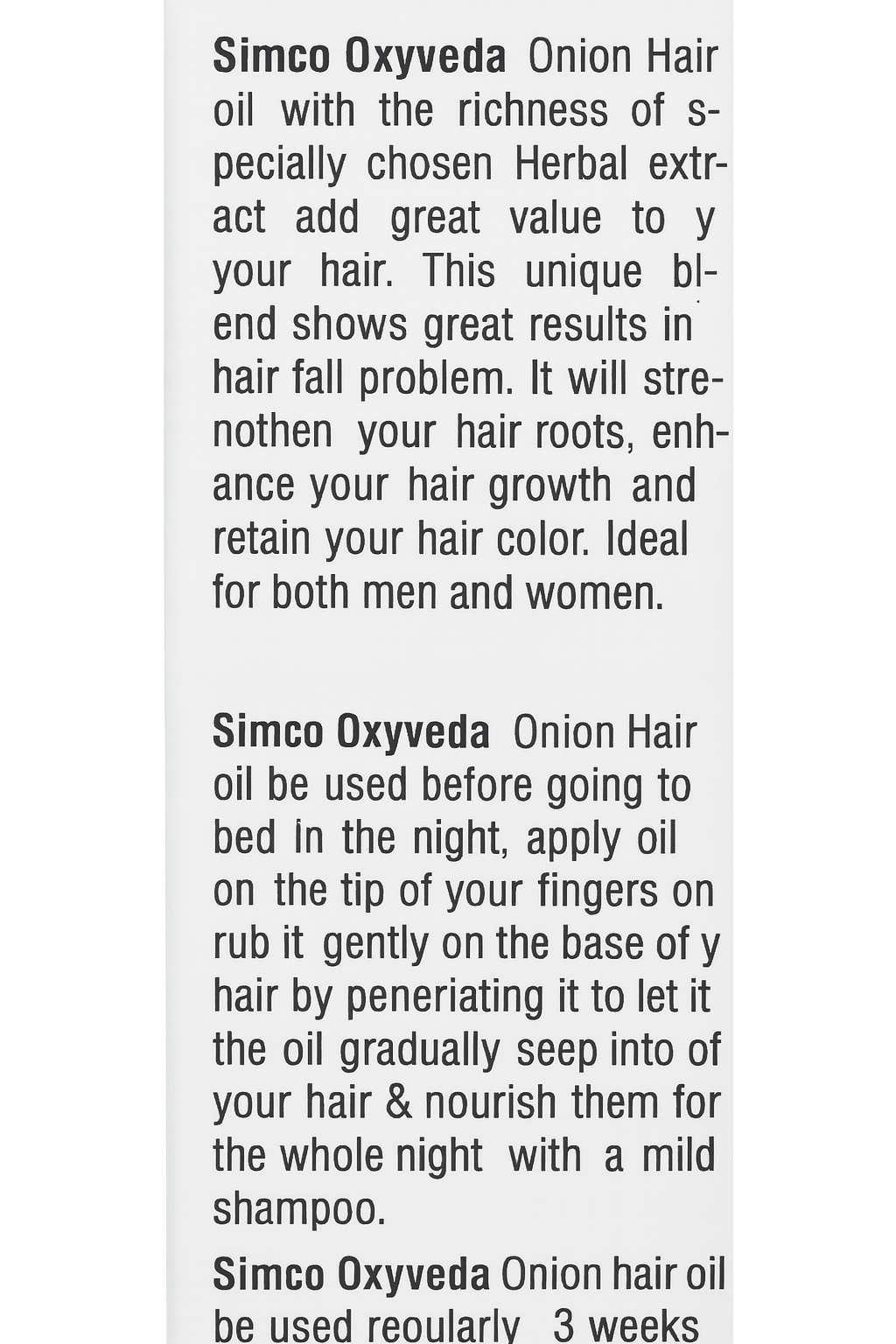 Hair Oil- Simco's OxyVeda Onion Hair Oil which is Effective in Strengthening Hair Roots & Controlling Hair Falls, Enhancing Hair Growth and Retaining Hair Color - 50ml