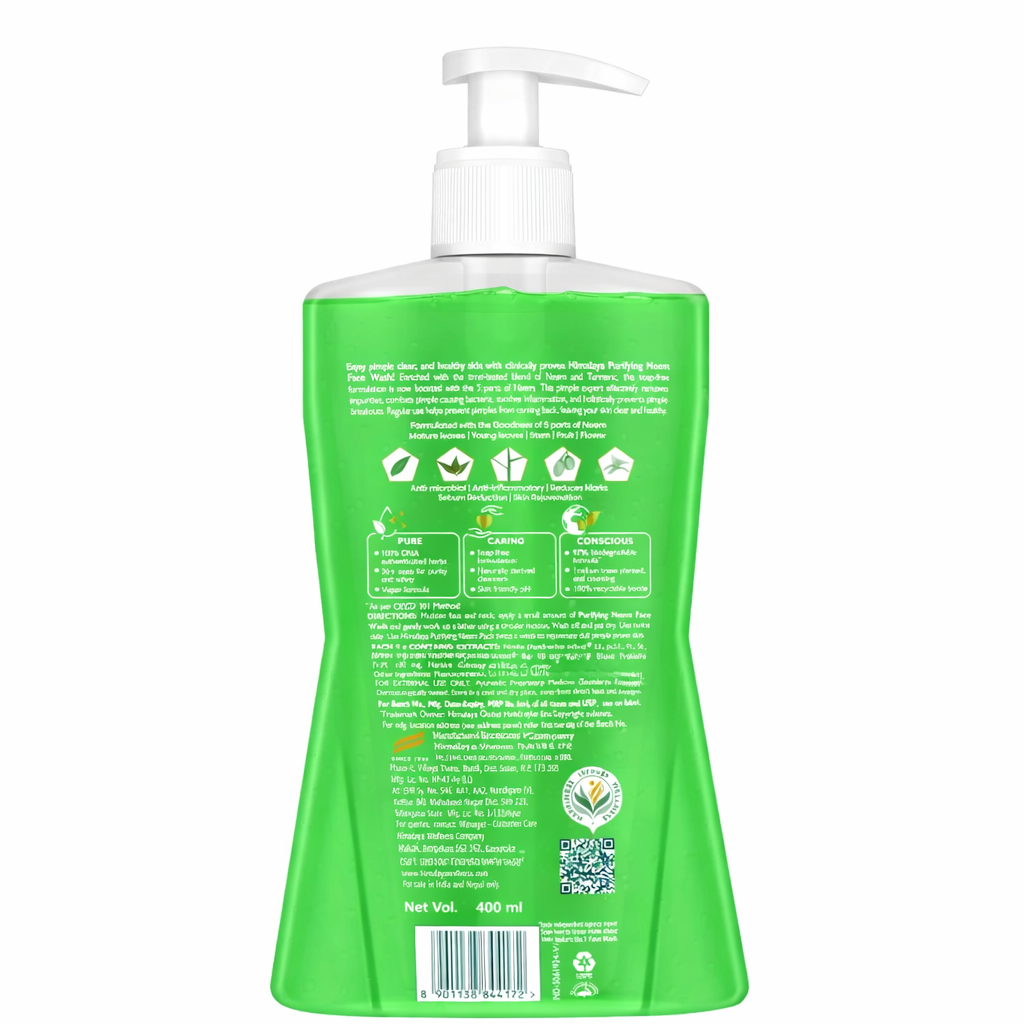Face Wash- Himalaya Purifying & Clinically Proven Neem Face Wash which Clears & Prevents Pimples - 400ml