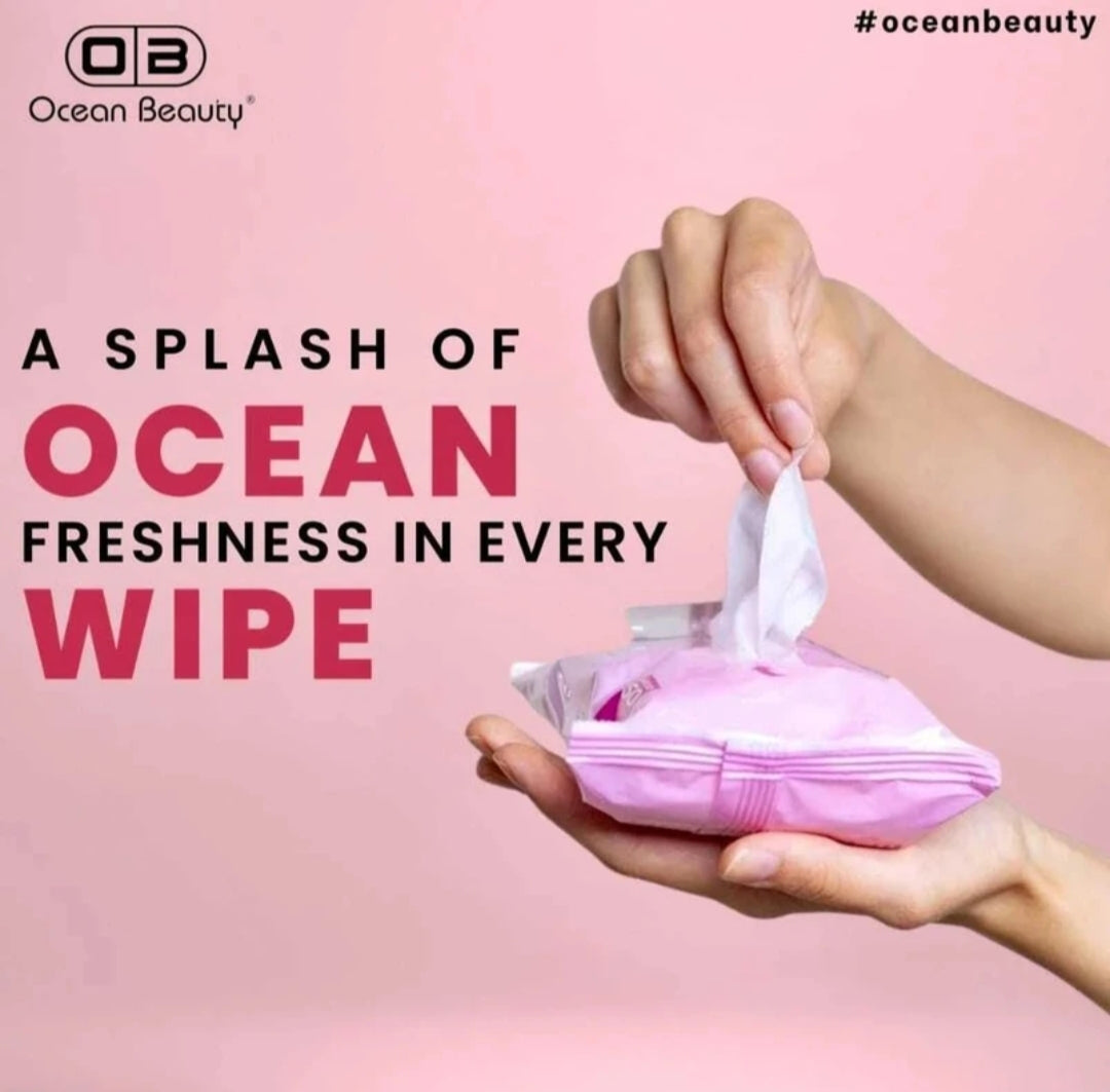 Wipes- Ocean Beauty Strawberry flavoured Wet Wipes for Cleansing, Moisturizing, Soothing and Breathing Skin - Pack of 25 Wipes