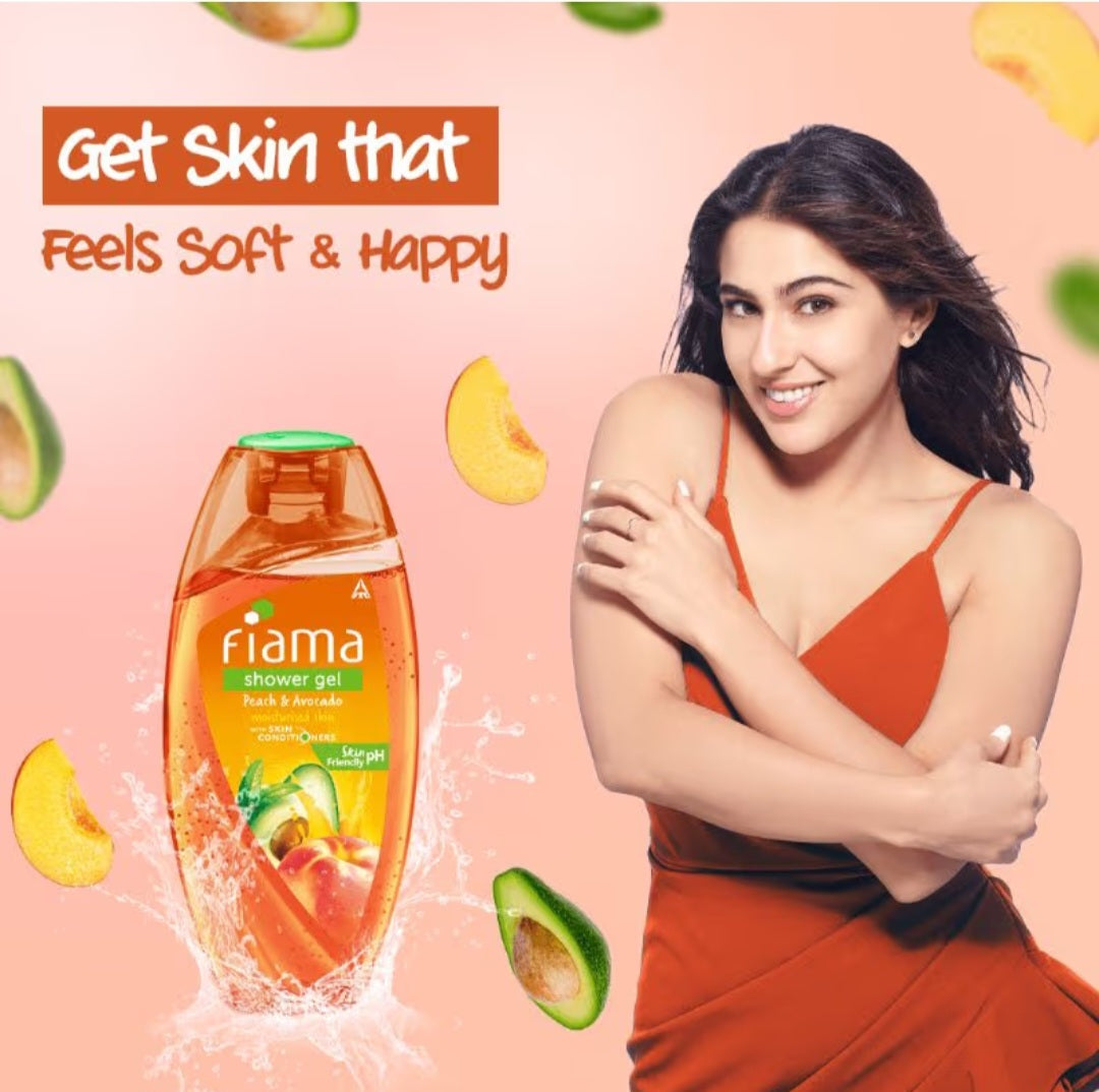 Body Wash & Shower Gel- Fiama Skin PH Friendly Shower Gel with Peach & Avocado which Moisturizes Skin 250ml