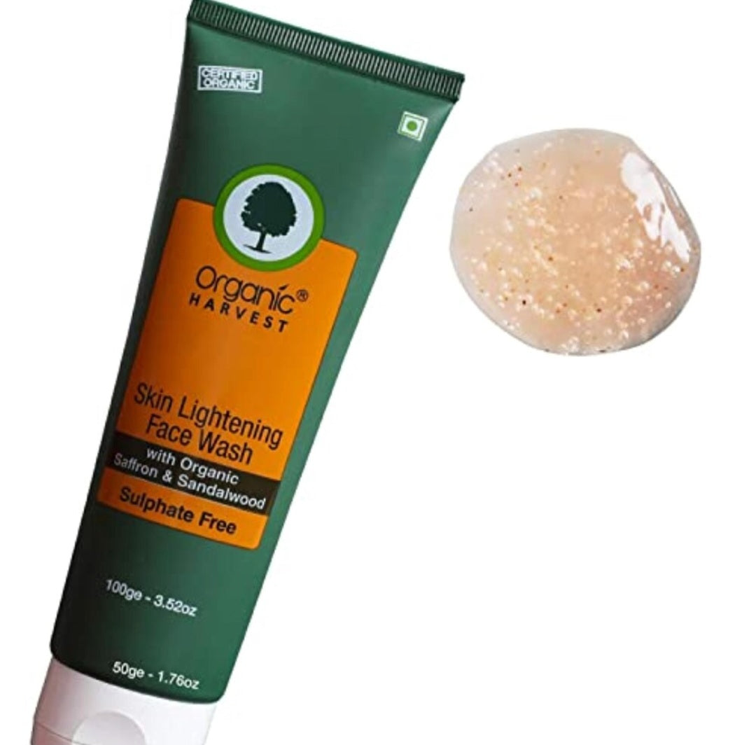Face Wash- Organic Harvest's Sulphate Free Skin Lightening Face Wash with Organic Saffron & Sandalwood - 50ml