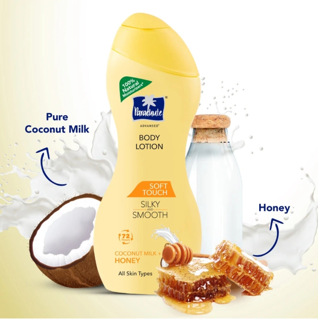 Lotions & Moisturizers- Parachute Advanced Soft Touch Body Lotion with Coconut Milk & Honey (72 Hours Moisture) for All Skin Types 250ml