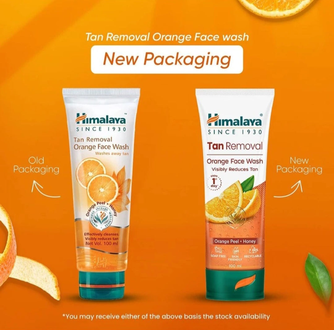 Face Wash- Himalaya Tan Removal Orange Face Wash enriched with Orange Peel & Honey which Visibly Reduces Tan - 100ml