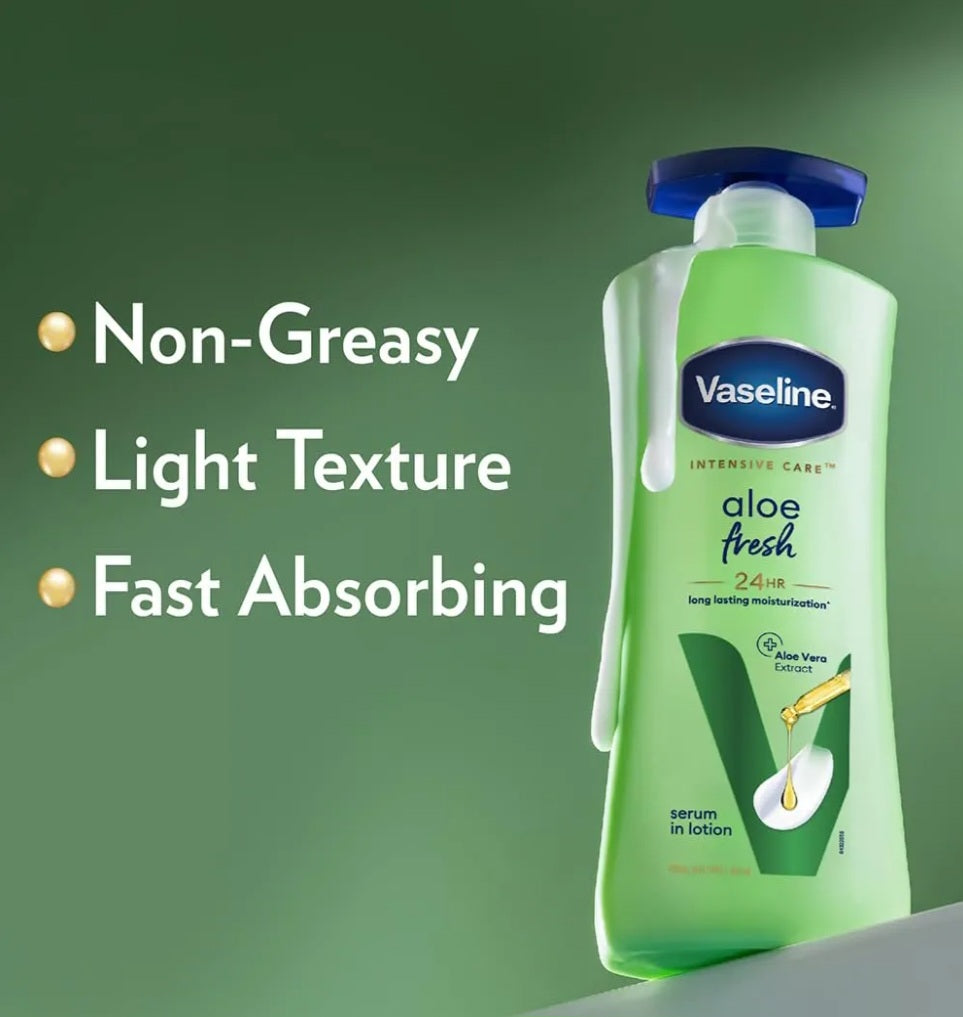 Lotions & Moisturizers- Vaseline Intensive Care Aloe Fresh 24 Hours Long Lasting Serum Moisturizing Body Lotion 200ml