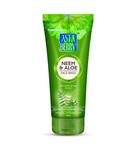 Face Wash- Asta Berry Neem & Aloe Face Wash with Antibacterial & Purifying Properties of Lemon & Basil Extracts 100ml