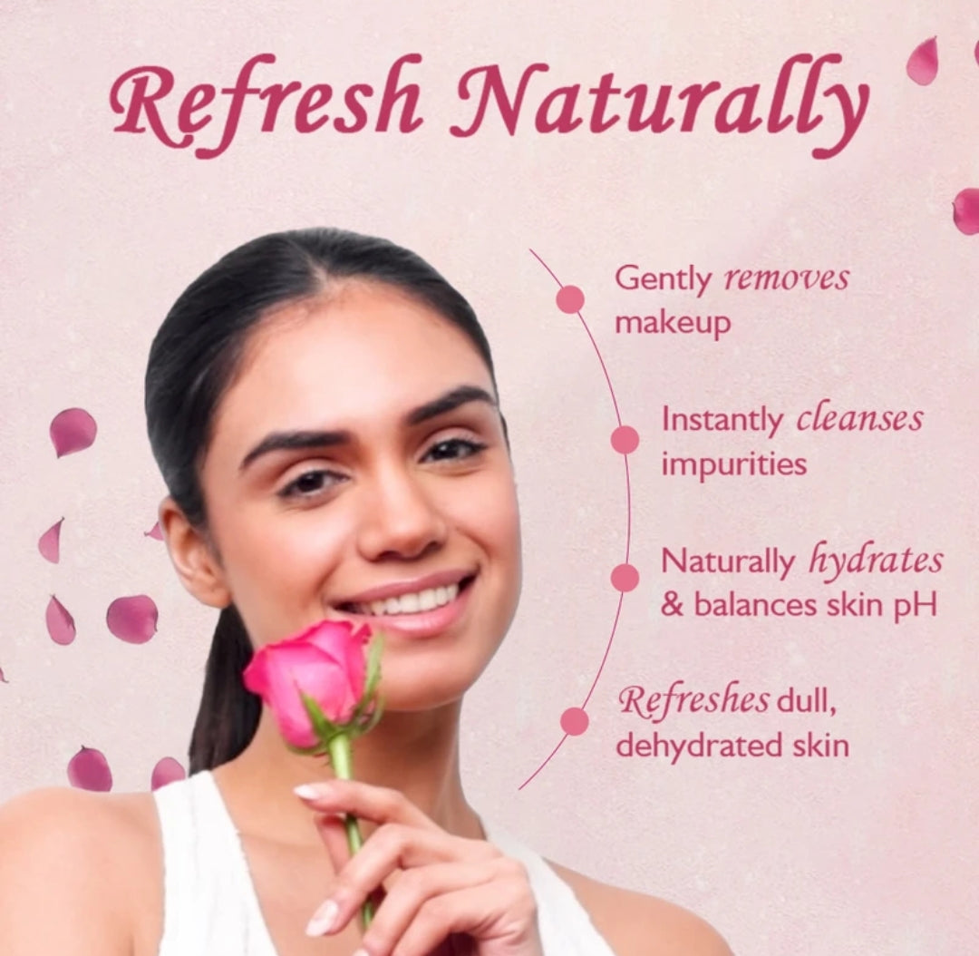 Rose Water- Dabur Gulabari 3-in-1 Premium Face Cleanser enriched with 100% Pure Rose Oil for Cleansing, Moisturizing & Refreshing usable for All Skin Types - 100ml