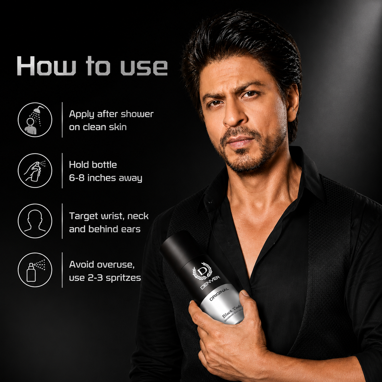 Perfumes & Deodorants- DENVER Black.code ORIGINAL Masculine Fragrance Long-Lasting Deodorant Body Spray - 150ml