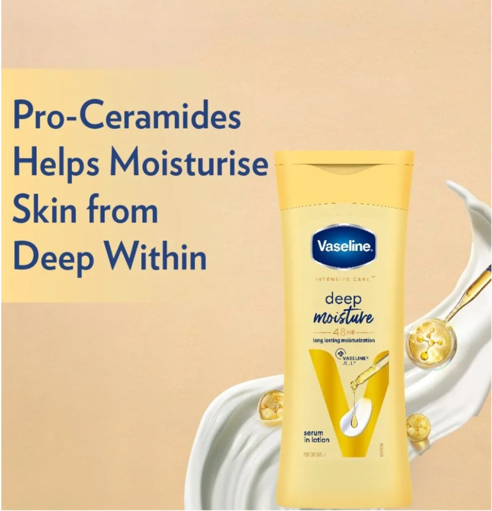Lotions & Moisturizers- Vaseline Intensive Care Deep Moisture 48 Hours Long-lasting Serum Moisturization Body Lotion 90 ml
