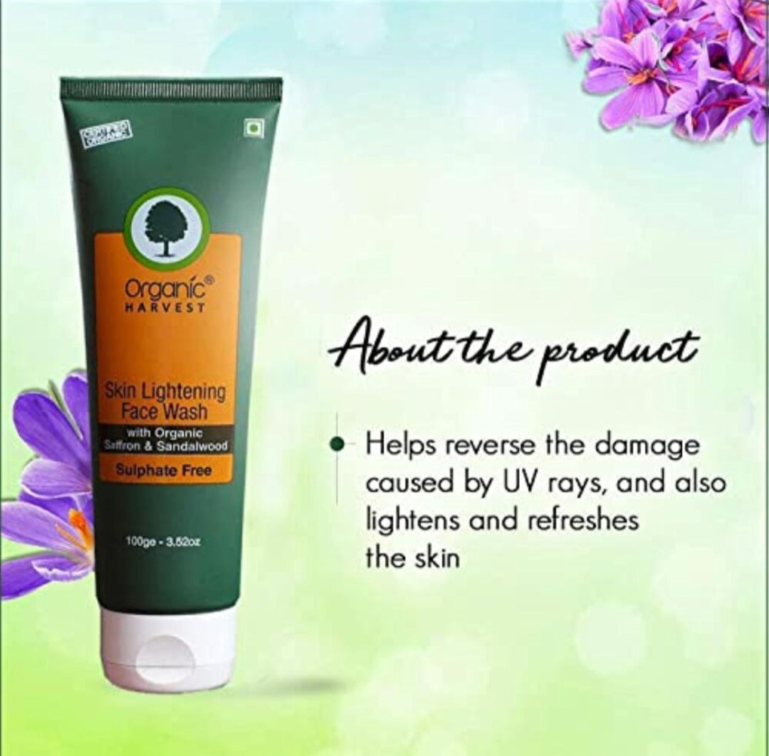 Face Wash- Organic Harvest's Sulphate Free Skin Lightening Face Wash with Organic Saffron & Sandalwood - 50ml