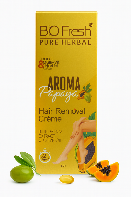 Hair Removal- BioFresh Pure Herbal's Aroma Papaya Hair Removal Cream with Papaya Extract & Olive Oil - 50gm