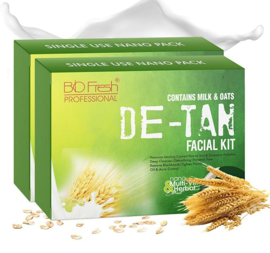 Facial Kit- BIO-FRESH HERBAL'S D-Tan Facial Kit Pack (Single Use Nano Pack) 5-Steps Instant Glow Beauty Facial Kit Deep Cleansing Skin care for Women & Men 46gm