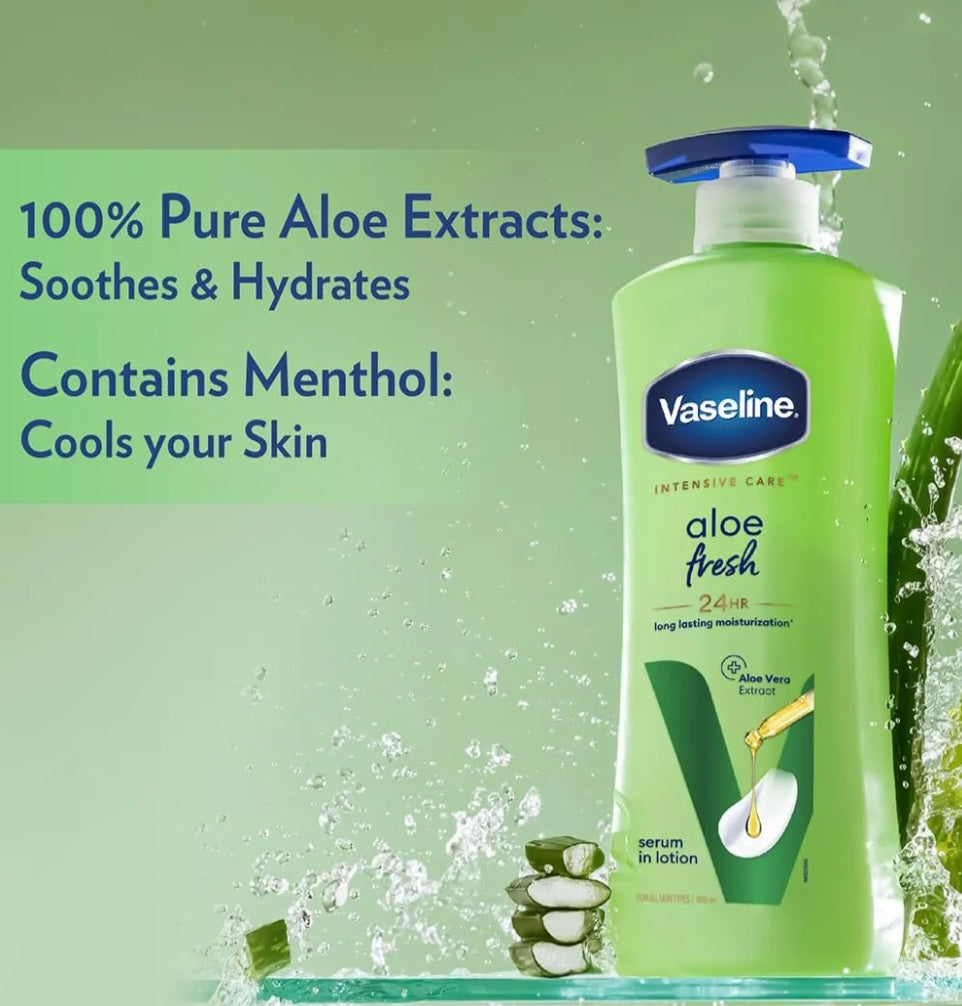 Lotions & Moisturizers- Vaseline Intensive Care Aloe Fresh 24 Hours Long Lasting Serum Moisturizing Body Lotion 200ml