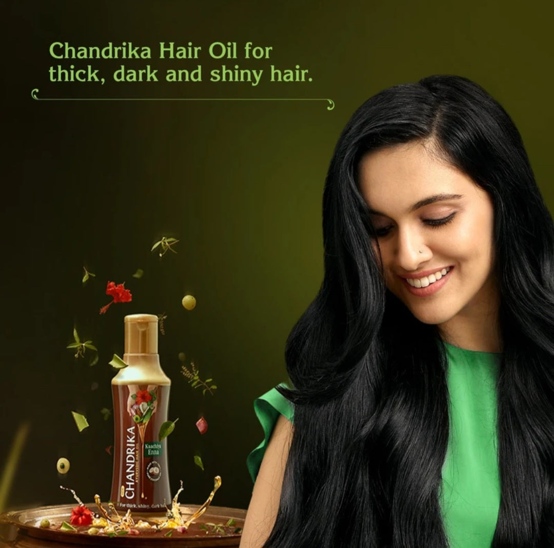 Hair Oil- Chandrika Ayurvedic Hair Oil made with 100% Coconut Oil and 20 Hand-Picked Herbs 190ml