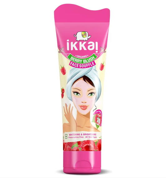 Face Pack and Face Mask- IKKAI by Lotus Organic Berry Blush Face Mask for Whitening & Brightening in 10 minutes, Suitable for All Skin Types - 100gm