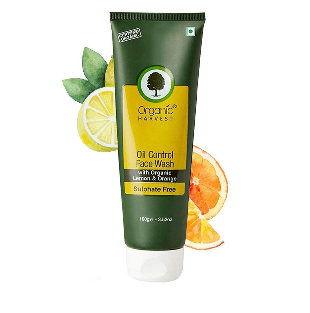 Face Wash- Organic Harvest's Sulphate Free Oil Control Face Wash with Organic Lemon & Orange - 50ml