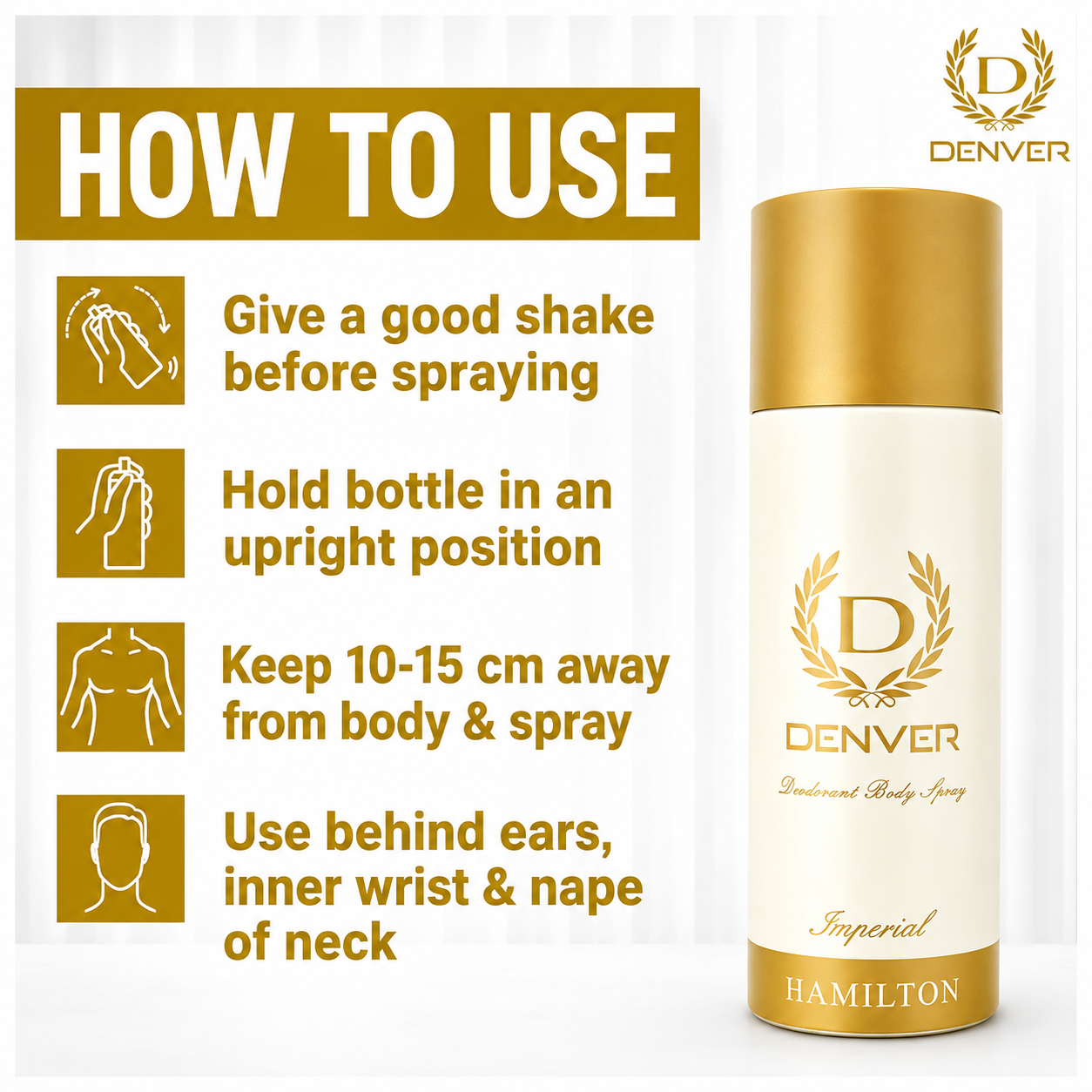 Perfumes & Deodorants- DENVER Hamilton IMPERIAL Long-Lasting Unisex Deodorant Body Spray - 150ml