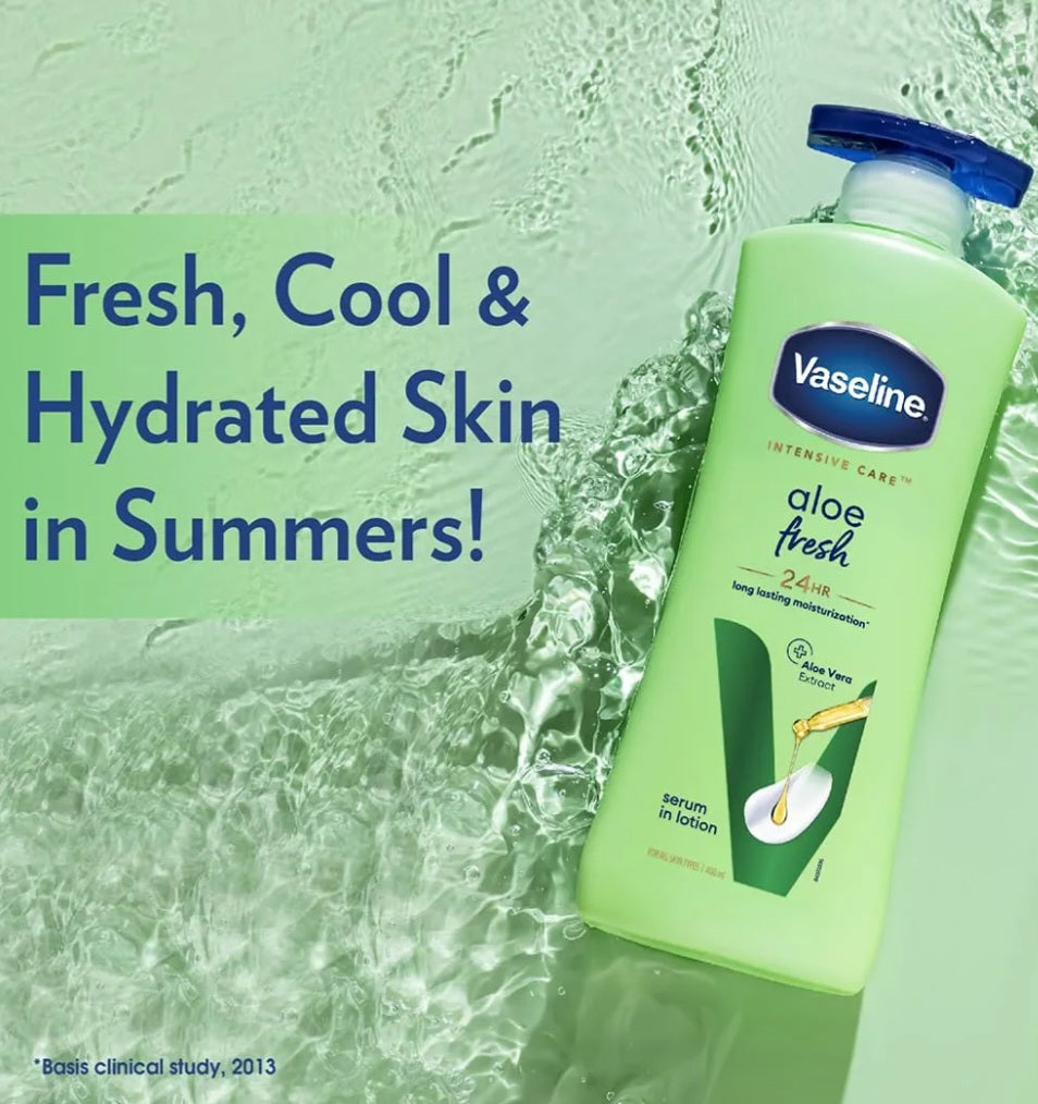 Lotions & Moisturizers- Vaseline Intensive Care Aloe Fresh 24 Hours Long Lasting Serum Moisturizing Body Lotion 200ml