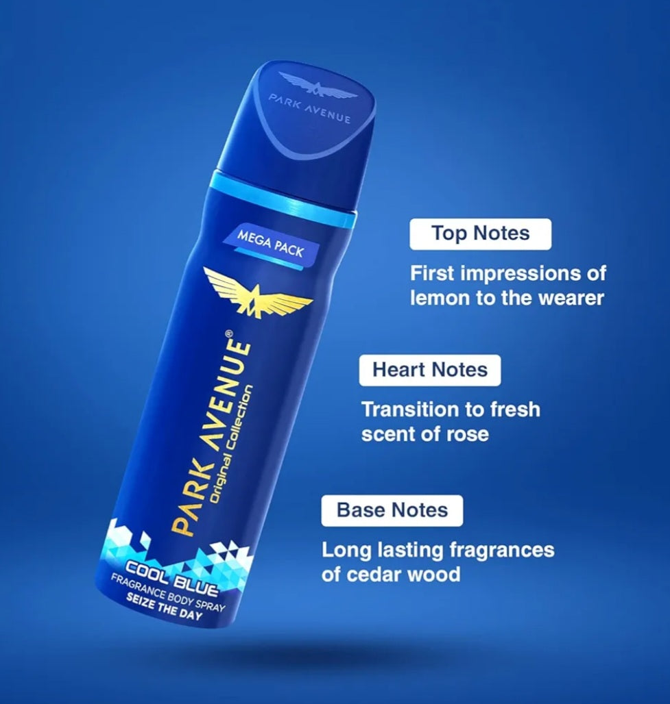 Perfumes & Deodorants- PARK AVENUE Original Collection COOL BLUE Seize The Day Fragrance Body Spray 150ml