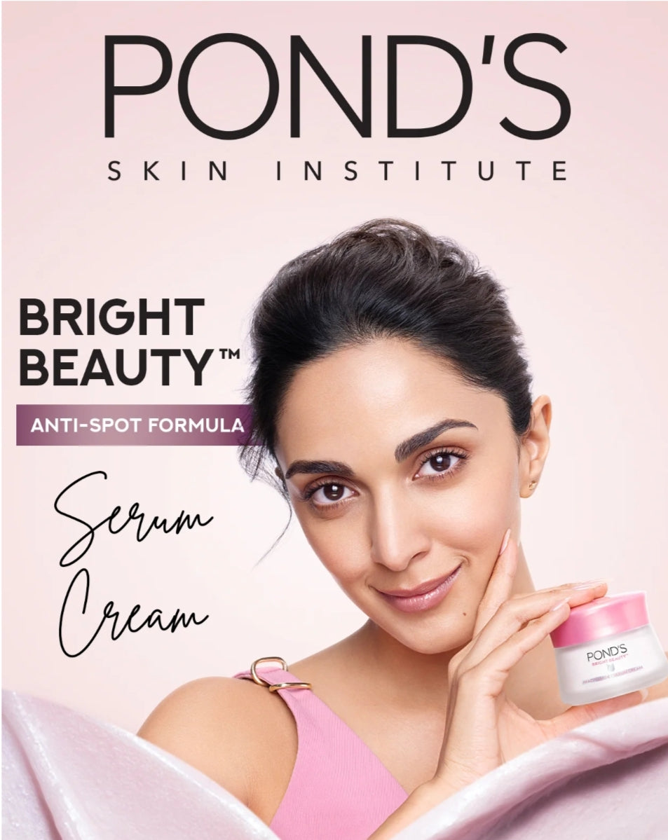 Brightening & Glowing Cream- POND'S Bright Beauty Serum Cream with Niacinamide and Pure Vitamin-B3 (98%). Anti Spot Formula with SPF-15 PA++ 35gm
