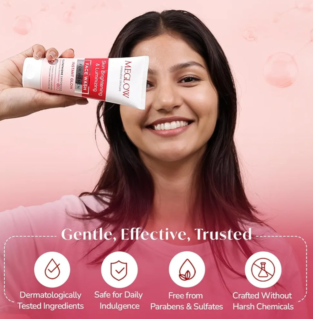 Face Wash- MEGLOW Glutathione Empowered Skin Brightening & Luminizing Face Wash for Women 70ml