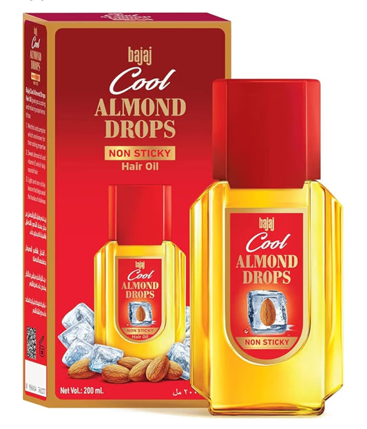 Hair Oil- Bajaj Cool Almond Drops Non-Sticky Hair Oil enriched with Sweet Almond Oil, Vitamin-E, Menthol and Camphor - 100ml