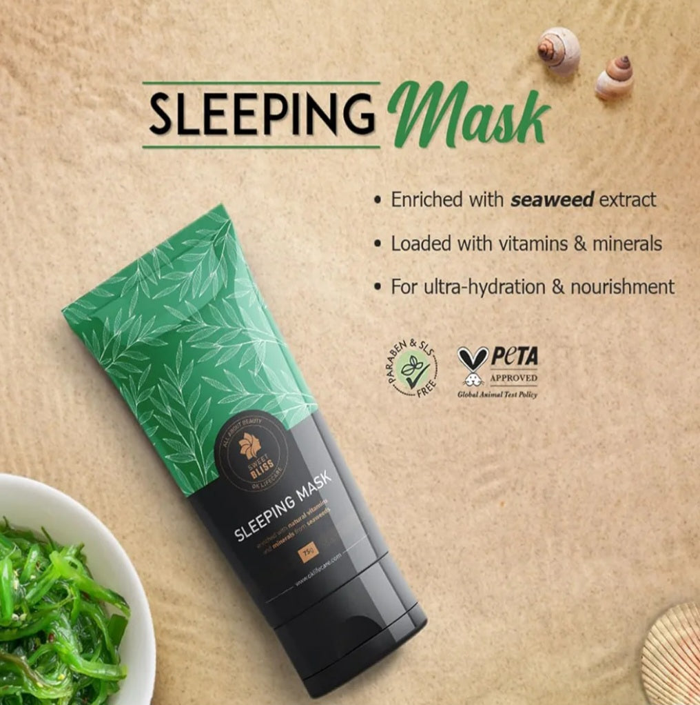 Face Pack & Sleeping Mask- Sweet Bliss Sleeping Mask enriched with Natural Vitamins & Minerals from Seaweeds 75gm