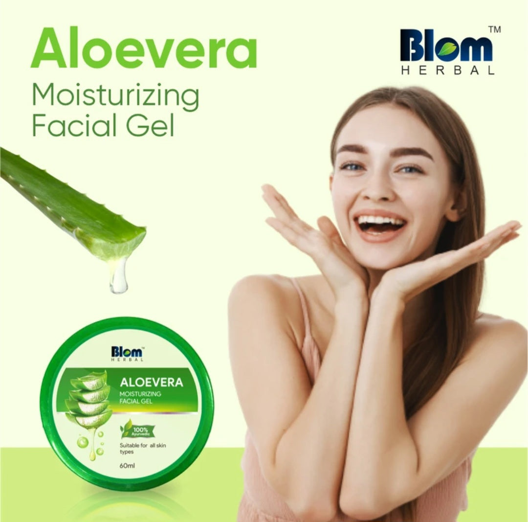 Lotions & Moisturizers- Blom Herbal's 100% Ayurvedic Aloe Vera Moisturizing Facial Gel suitable for all skin types 60ml