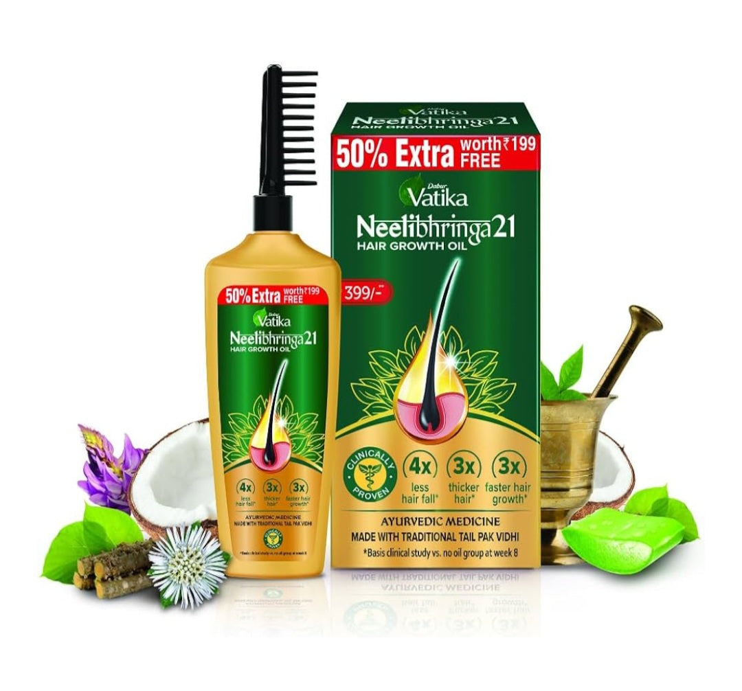 Hair Oil- Dabur Vatika Neelibhringa21 Hair Growth Oil with Power of 14 Herbs 150ml