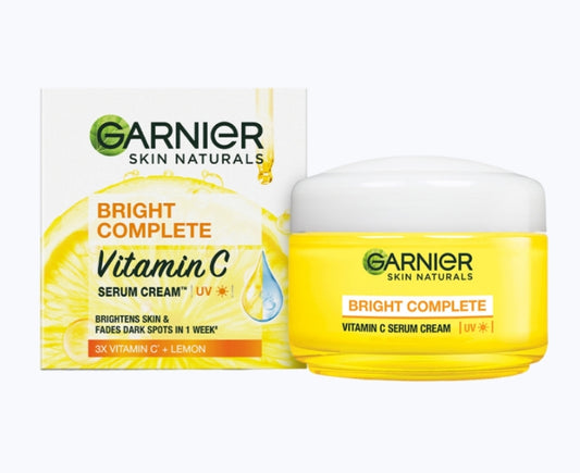Brightening & Glowing Cream- Garnier's Bright Complete Vitamin-C Serum Cream with UV Protection which Brightens & Evens Skin Tone 23gm