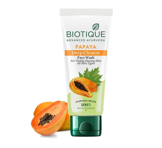 Face Wash- Biotique Papaya Deep Cleanse Gentle Exfoliation Face Wash for Visibly Glowing Skin. 100% Botanical Extracts Suitable for All Skin Types 150ml