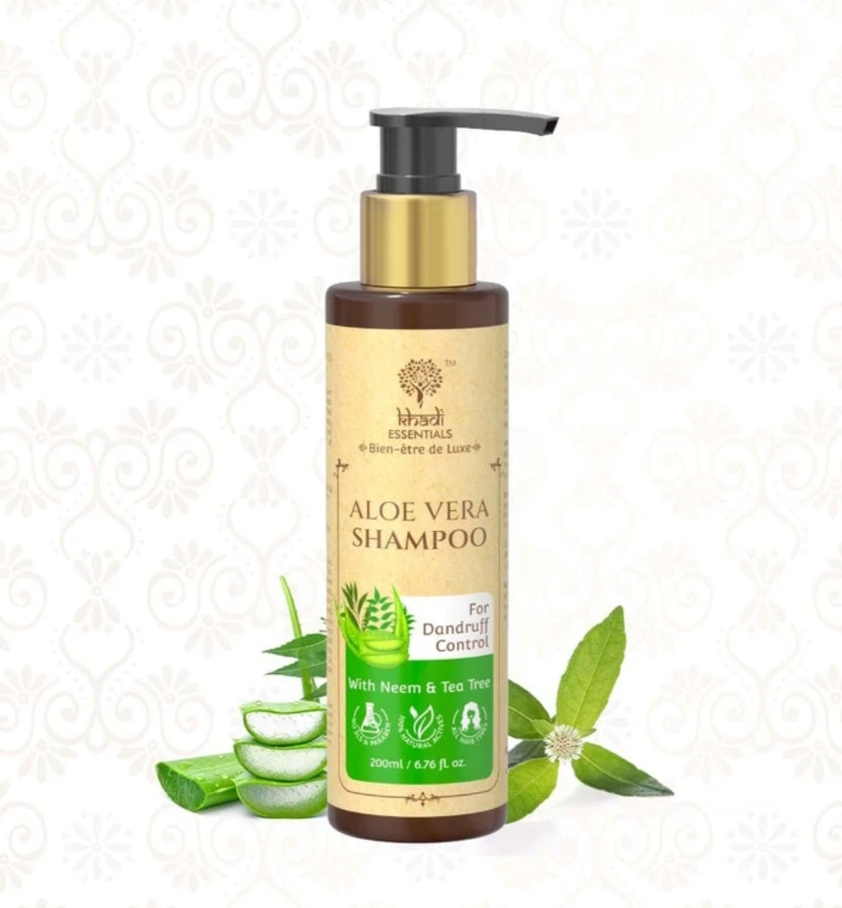 Shampoo and Conditioner- Khadi Natural's Aloe Vera Shampoo with Neem & Tee Tree for Dandruff Control 200ml