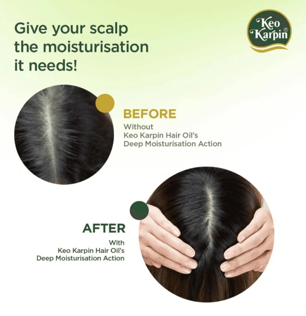 Hair Oil- Keo Karpin Lightweight & Non-Sticky Hair Oil with Olive Oil & Vitamin-E for Smooth, Soft and Shiny Hairs - 100ml