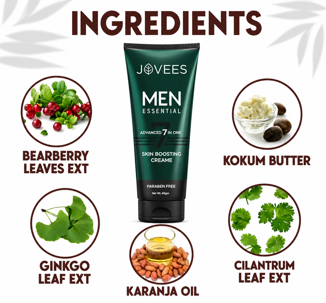Fairness Cream- JOVEES Herbal's Men Essential Paraben Free Advanced 7-in-1 Skin Boosting Creame - 60gm