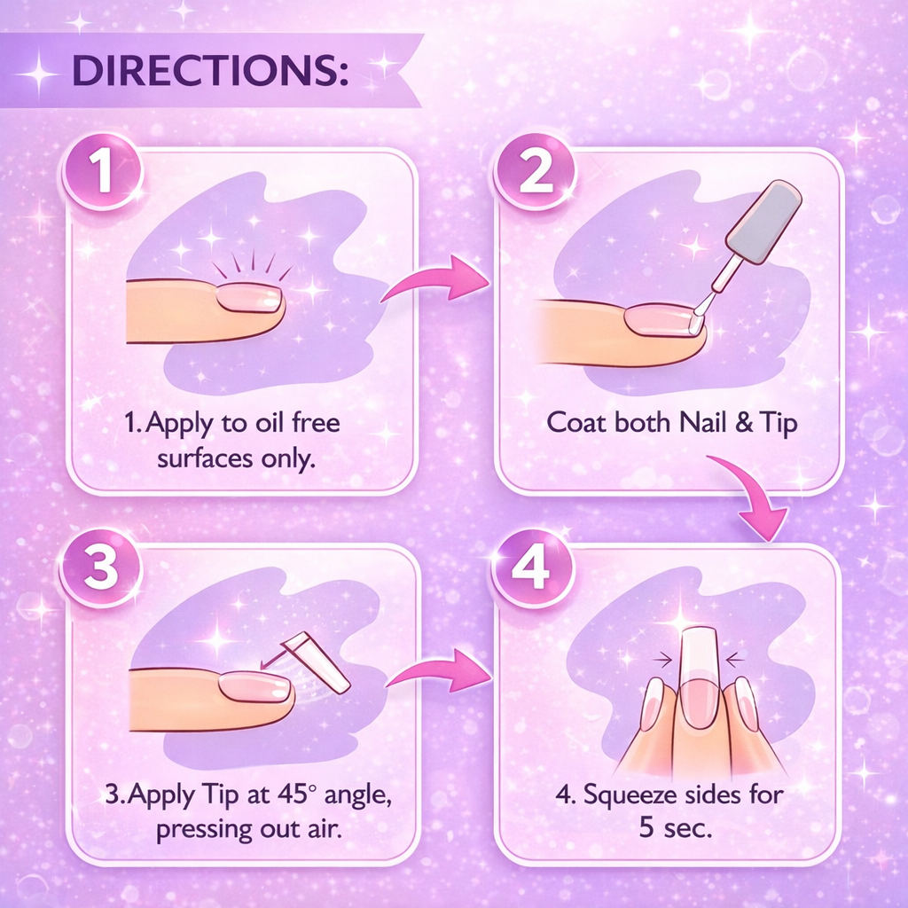Makeup Nail Glue- GGS Strong Hold Nail Glue with Built-In Brush