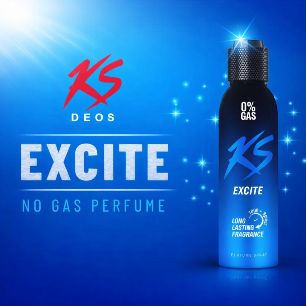 Perfumes & Deodorants- KS EXCITE 0% Gas Long-Lasting Fragrance Perfume Body Spray - 150ml