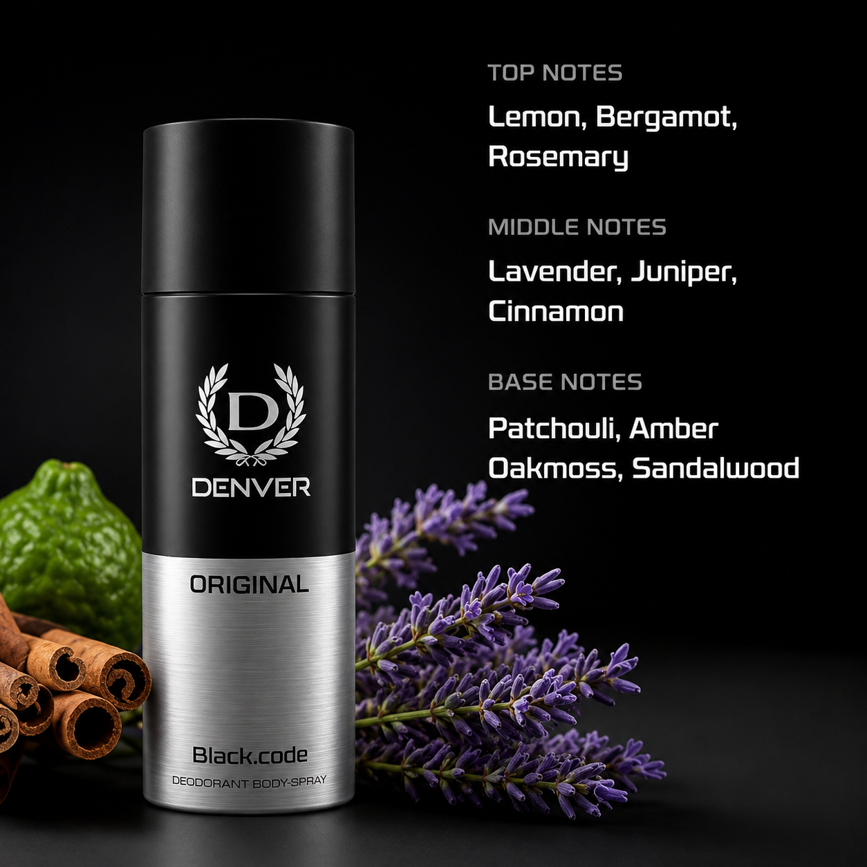 Perfumes & Deodorants- DENVER Black.code ORIGINAL Masculine Fragrance Long-Lasting Deodorant Body Spray - 150ml