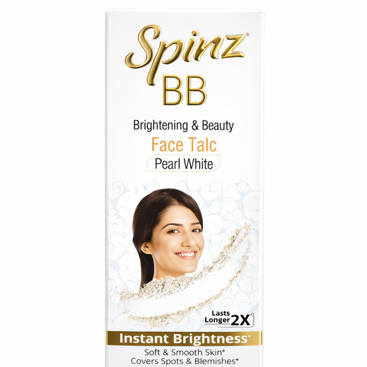 Face & Body Powder- Spinz BB Brightening & Beauty Pearl White 2x Lasts Longer Face Talc for Instant Brightness 40gm