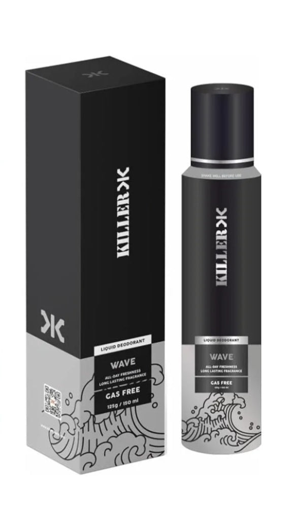 Perfumes & Deodorants- KILLER WAVE Gas Free Liquid Deodorant for All Day Freshness and Long Lasting Fragrance 150ml