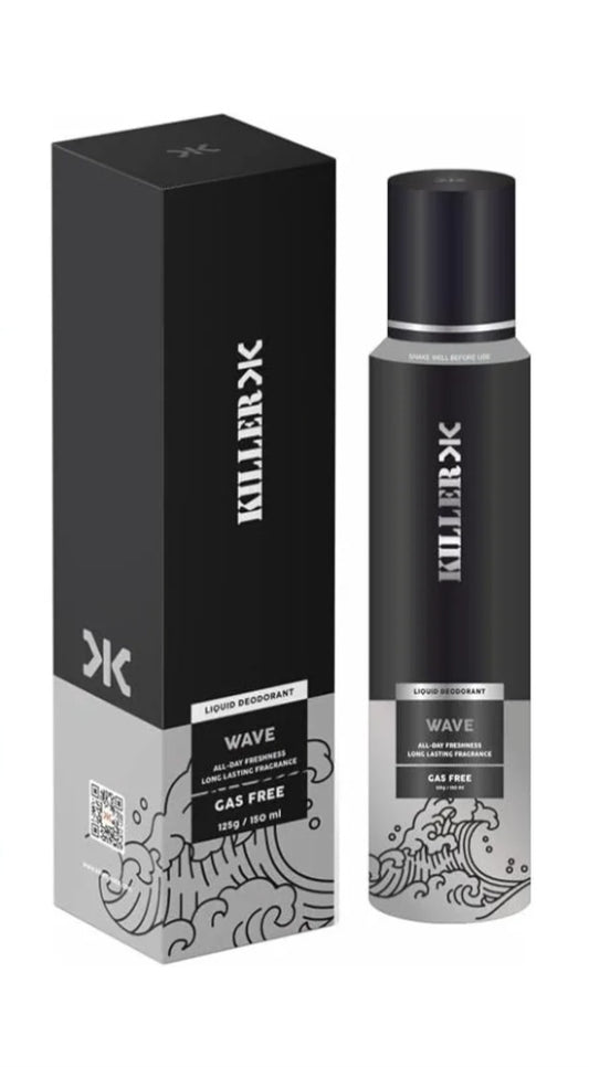 Perfumes & Deodorants- KILLER WAVE Gas Free Liquid Deodorant for All Day Freshness and Long Lasting Fragrance 150ml