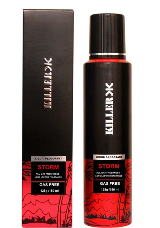 Perfumes & Deodorants- KILLER STORM Gas Free Liquid Deodorant for All Day Freshness and Long Lasting Fragrance 150ml